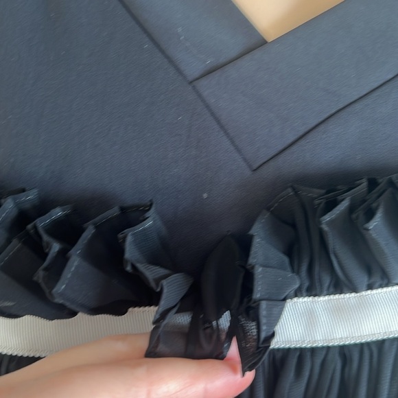 ADEAM Black V-Neck Short Sleeve Pleated Asymmetric Hem Long Tent Dress M - Picture 15 of 16